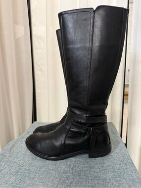 bussola Black Leather Tall Zip Riding Boots